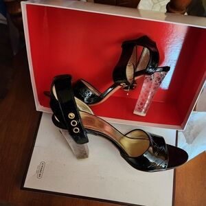 Black Patent Coach Heels